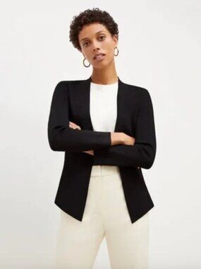 MM Lafleur Women’s Black Jardigan Knit Blazer Size L Quiet Luxury Workwear